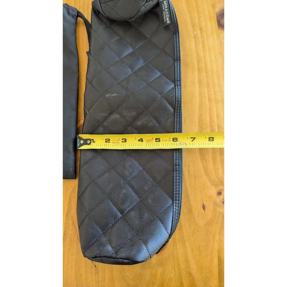 Miracomb Black Quilted Heat Resistant Hair Tool Case and Hair Dryer Bag Set